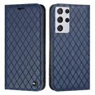 For Samsung Galaxy S21 Ultra 5G S11 RFID Diamond Lattice Flip Leather Phone Case(Blue) - 1
