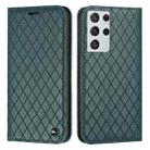 For Samsung Galaxy S21 Ultra 5G S11 RFID Diamond Lattice Flip Leather Phone Case(Green) - 1