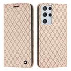 For Samsung Galaxy S21 Ultra 5G S11 RFID Diamond Lattice Flip Leather Phone Case(Light Pink) - 1