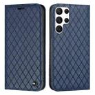 For Samsung Galaxy S22 Ultra 5G S11 RFID Diamond Lattice Flip Leather Phone Case(Blue) - 1