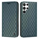 For Samsung Galaxy S22 Ultra 5G S11 RFID Diamond Lattice Flip Leather Phone Case(Green) - 1