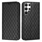 For Samsung Galaxy S22 Ultra 5G S11 RFID Diamond Lattice Flip Leather Phone Case(Black) - 1