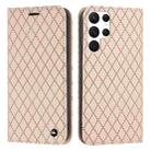 For Samsung Galaxy S22 Ultra 5G S11 RFID Diamond Lattice Flip Leather Phone Case(Light Pink) - 1