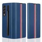 For Samsung Galaxy Z Fold4 Cross Texture Ultra-thin Folding Phone Case(Blue) - 1