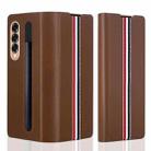 For Samsung Galaxy Z Fold4 Cross Texture Ultra-thin Folding Phone Case(Brown) - 1