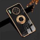 For Huawei Mate 30 6D Plating Astronaut Ring Kickstand Phone Case(Black) - 1