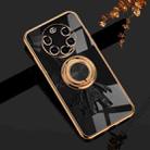 For Huawei Mate 40 Pro+ 6D Plating Astronaut Ring Kickstand Phone Case(Black) - 1