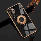 For Huawei P30 Pro 6D Plating Astronaut Ring Kickstand Phone Case(Black) - 1