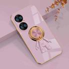 For Huawei P50 6D Plating Astronaut Ring Kickstand Phone Case(Light Purple) - 1