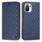 For Xiaomi Mi 11 Lite S11 RFID Diamond Lattice Flip Leather Phone Case(Blue) - 1