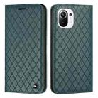 For Xiaomi Mi 11 Lite S11 RFID Diamond Lattice Flip Leather Phone Case(Green) - 1