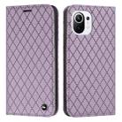 For Xiaomi Mi 11 Lite S11 RFID Diamond Lattice Flip Leather Phone Case(Purple) - 1
