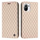 For Xiaomi Mi 11 Lite S11 RFID Diamond Lattice Flip Leather Phone Case(Light Pink) - 1