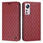 For Xiaomi 12 Lite S11 RFID Diamond Lattice Flip Leather Phone Case(Red) - 1