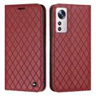 For Xiaomi 12 / 12X S11 RFID Diamond Lattice Flip Leather Phone Case(Red) - 1