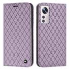 For Xiaomi 12 / 12X S11 RFID Diamond Lattice Flip Leather Phone Case(Purple) - 1