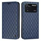 For Xiaomi Poco M4 Pro 4G S11 RFID Diamond Lattice Flip Leather Phone Case(Blue) - 1