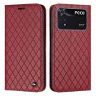 For Xiaomi Poco M4 Pro 4G S11 RFID Diamond Lattice Flip Leather Phone Case(Red) - 1