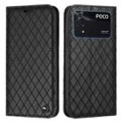 For Xiaomi Poco M4 Pro 4G S11 RFID Diamond Lattice Flip Leather Phone Case(Black) - 1