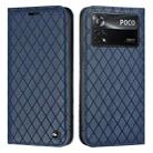 For Xiaomi Poco M4 Pro 5G S11 RFID Diamond Lattice Flip Leather Phone Case(Blue) - 1