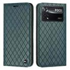 For Xiaomi Poco M4 Pro 5G S11 RFID Diamond Lattice Flip Leather Phone Case(Green) - 1