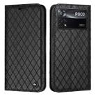 For Xiaomi Poco M4 Pro 5G S11 RFID Diamond Lattice Flip Leather Phone Case(Black) - 1