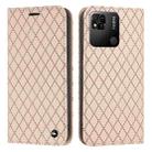 For Xiaomi Redmi 10A S11 RFID Diamond Lattice Flip Leather Phone Case(Light Pink) - 1