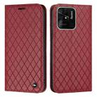 For Xiaomi Redmi 10C S11 RFID Diamond Lattice Flip Leather Phone Case(Red) - 1