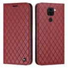 For Xiaomi Redmi Note 9 S11 RFID Diamond Lattice Flip Leather Phone Case(Red) - 1