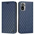 For Xiaomi Redmi Note 10 4G / Note 10S S11 RFID Diamond Lattice Flip Leather Phone Case(Blue) - 1