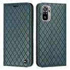 For Xiaomi Redmi Note 10 4G / Note 10S S11 RFID Diamond Lattice Flip Leather Phone Case(Green) - 1