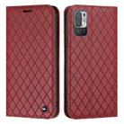 For Xiaomi Redmi Note 10 5G / Note 10T 5G S11 RFID Diamond Lattice Flip Leather Phone Case(Red) - 1