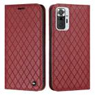 For Xiaomi Redmi Note 10 Pro / 10 Pro Max S11 RFID Diamond Lattice Flip Leather Phone Case(Red) - 1