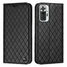 For Xiaomi Redmi Note 10 Pro / 10 Pro Max S11 RFID Diamond Lattice Flip Leather Phone Case(Black) - 1