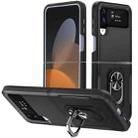 For Samsung Galaxy Z Flip4 Pioneer Armor PC + TPU Phone Case with Holder(Black) - 1