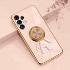 For Samsung Galaxy A13 4G 6D Plating Astronaut Ring Kickstand Phone Case(Light Pink) - 1