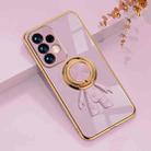 For Samsung Galaxy A73  6D Plating Astronaut Ring Kickstand Phone Case(Light Purple) - 1