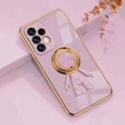 For Samsung Galaxy A52 6D Plating Astronaut Ring Kickstand Phone Case(Light Purple) - 1