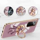 For Samsung Galaxy Note20 6D Plating Astronaut Ring Kickstand Phone Case(Light Pink) - 6