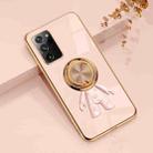 For Samsung Galaxy Note20 Ultra 6D Plating Astronaut Ring Kickstand Phone Case(Light Pink) - 1