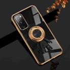 For Samsung Galaxy S20 6D Plating Astronaut Ring Kickstand Phone Case(Black) - 1