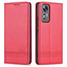 For Xiaomi 12 Lite AZNS Magnetic Calf Texture Leather Phone Case(Red) - 1