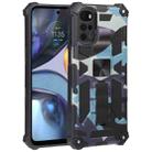 For Motorola Moto G22 Camouflage Armor Kickstand Magnetic Phone Case(Light Blue) - 1