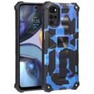 For Motorola Moto G22 Camouflage Armor Kickstand Magnetic Phone Case(Dark Blue) - 1