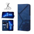 For iPhone 13 Pro Max Geometric Mandala Embossed Leather Phone Case (Blue) - 1