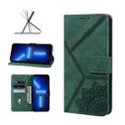 For iPhone 13 Pro Max Geometric Mandala Embossed Leather Phone Case (Green) - 1