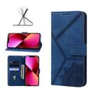 Geometric Mandala Embossed Leather Phone Case For iPhone 13(Blue) - 1