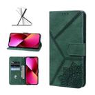 Geometric Mandala Embossed Leather Phone Case For iPhone 13(Green) - 1