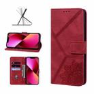 Geometric Mandala Embossed Leather Phone Case For iPhone 13(Red) - 1