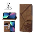 Geometric Mandala Embossed Leather Phone Case For iPhone 13 mini(Brown) - 1